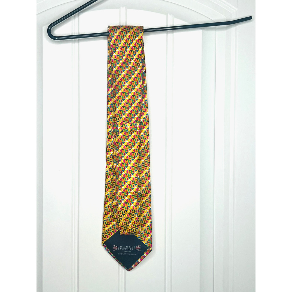 Charles Tyrwhitt Multicolor Triangle Pattern Designer Silk Tie - Picture 2 of 2